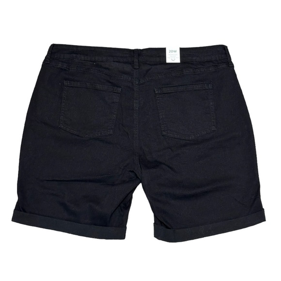 Women’s Dip 20W 2X Black Denim Jeans Bermuda Shorts Rolled Hem Stretch Mid Rise - Picture 4 of 11